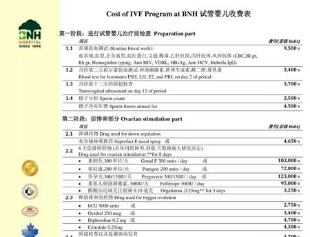 BNH泰国试管婴儿收费表查看每个阶段的费用情况