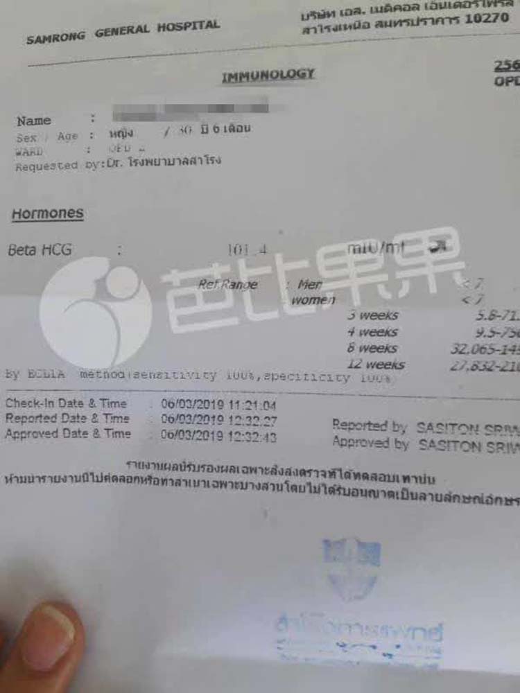 泰国SGM试管验孕成功