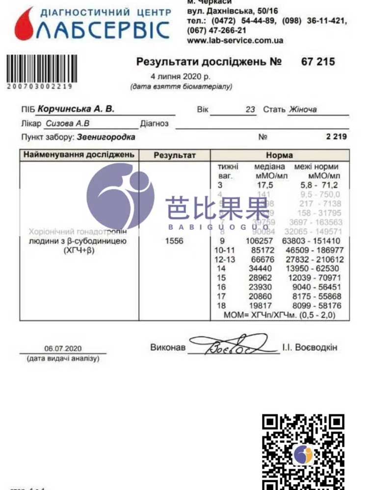 M先生选乌克兰玛丽塔LITA医院试管移植验孕成功