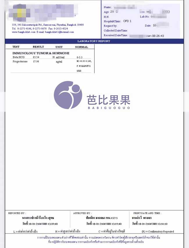 泰国试管移植冻胚成功验孕