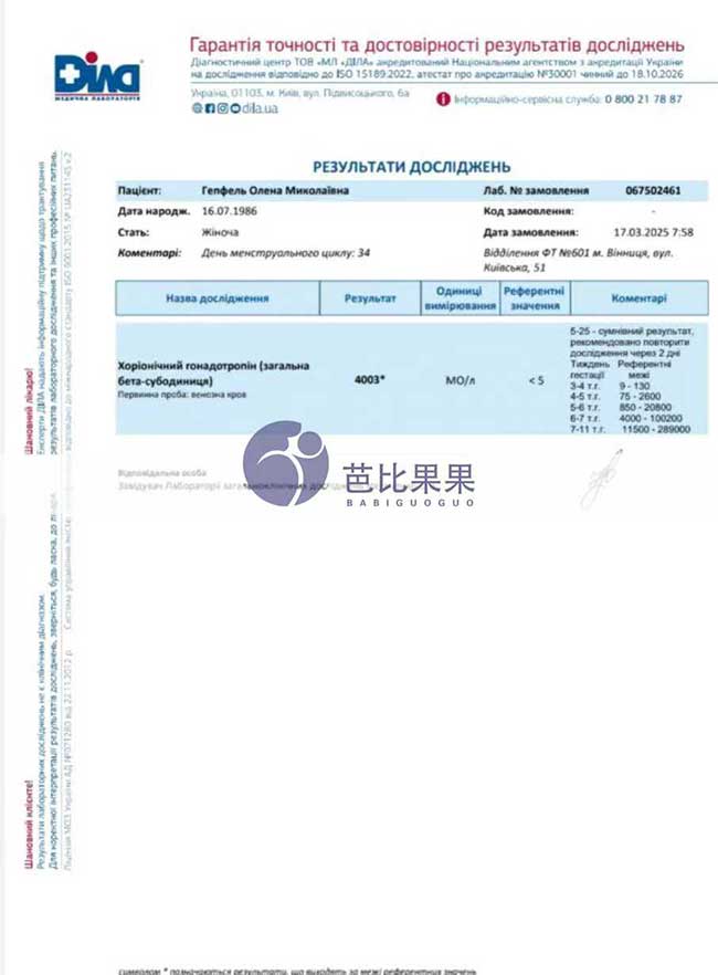 试管妈妈验孕报告
