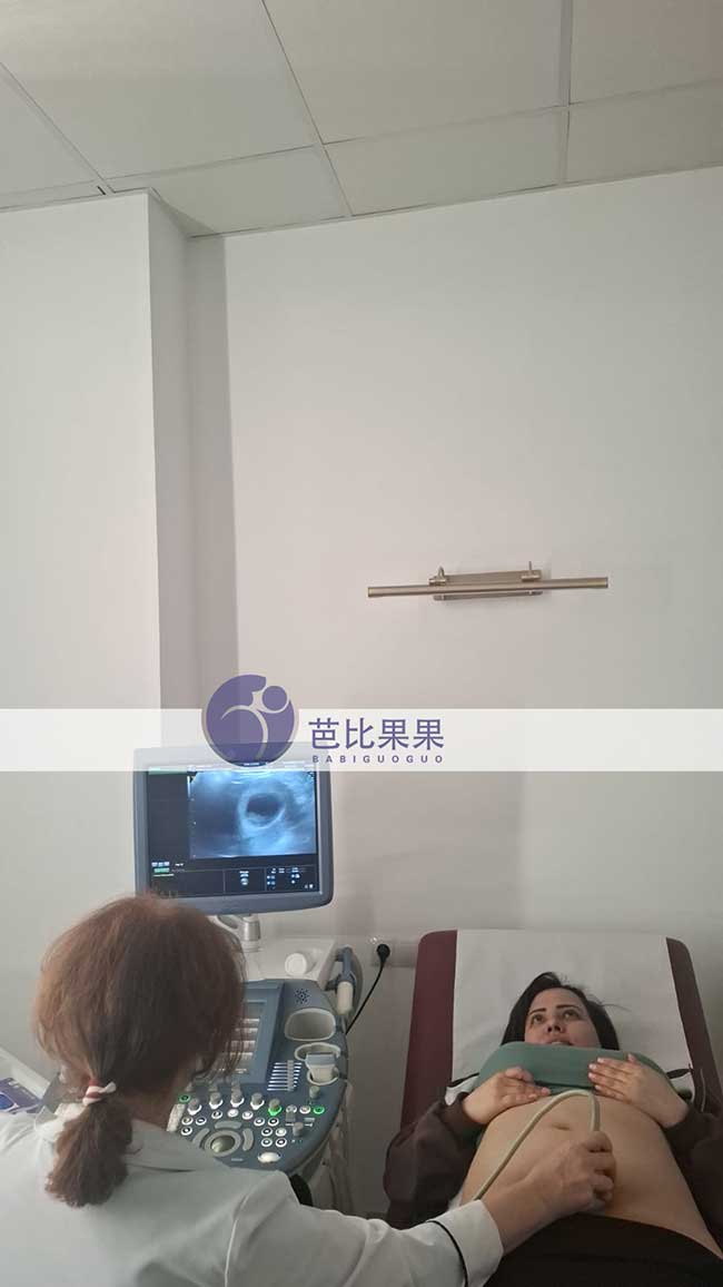 马先生到格鲁吉亚匹配的试管妈妈按时在医院做B超产检