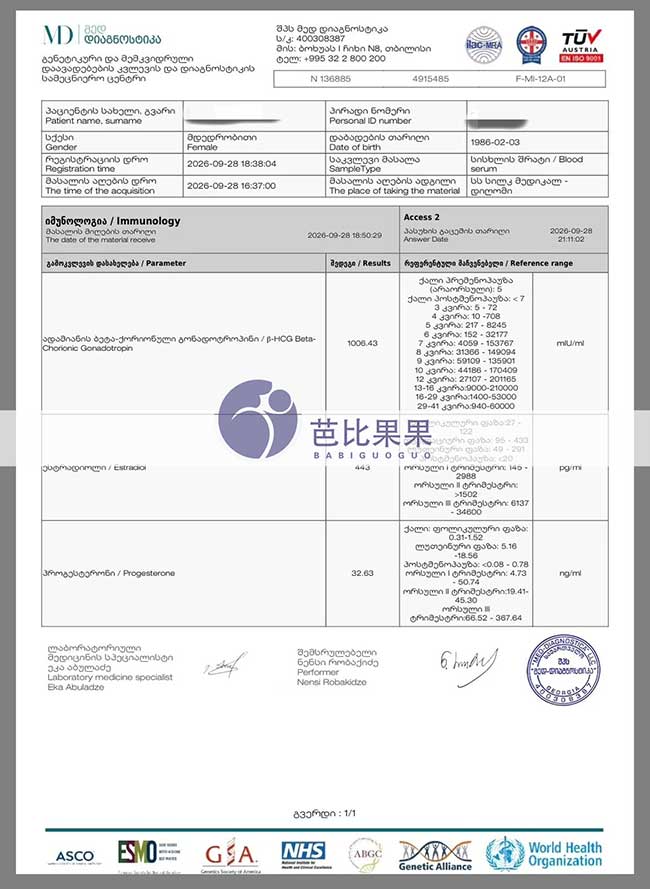 试管验孕报告