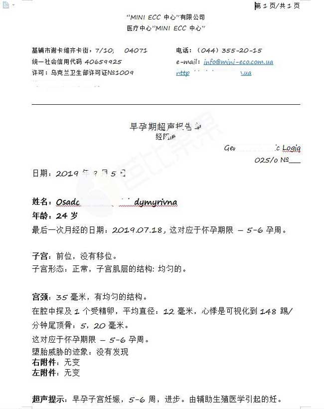 乌克兰验孕报告