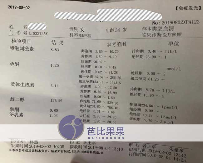 Q女士雌激素六项报告