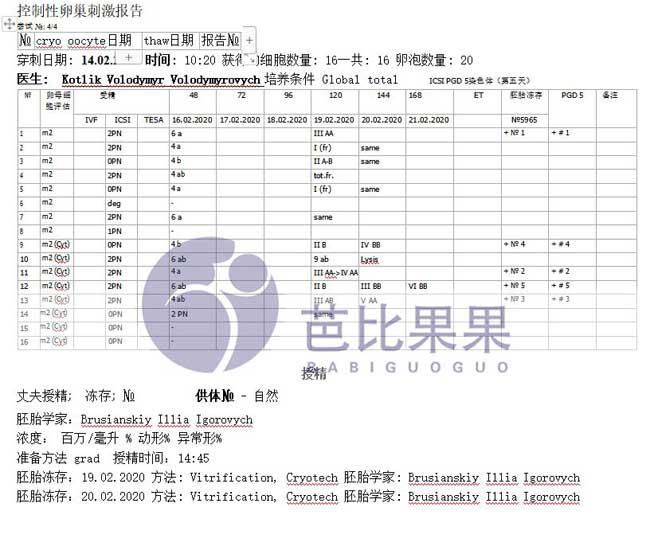 乌克兰亚裔捐卵女孩取卵报告