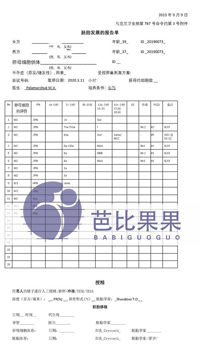 胚胎培育报告