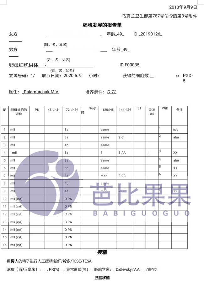 PGD筛查报告